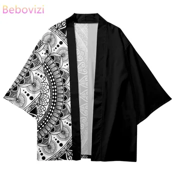 Модни градинска дрехи с геометричен принтом, традиционно кимоно-жилетка за годишни мъже и жени, модерен японски хаори за cosplay в стил мозайка