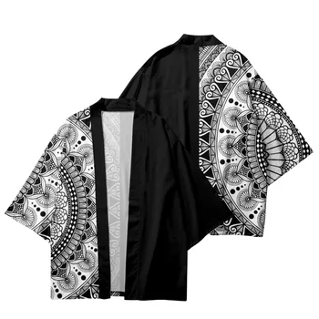Модни градинска дрехи с геометричен принтом, традиционно кимоно-жилетка за годишни мъже и жени, модерен японски хаори за cosplay в стил мозайка