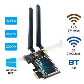 3000 Mbps Wifi 6 AX200 Pcie Безжичен Адаптер Intel AX200NGW Мрежова Карта Bluetooth 5,2 двойна лента 2,4 G/5G Wifi6 802.11 AX За PC