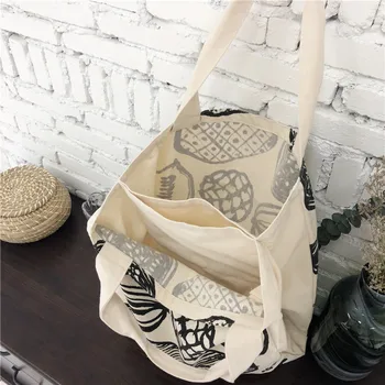 Нова дебела холщовая чанта с принтом листа, лесна чанта през рамо, оригиналната преносима дамски сгъваема пазарска чанта с голям капацитет, холщовая чанта