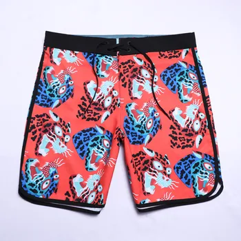 Мъжки бермуди, водоустойчив 4-лентови ластични шорти за сърф, плажни панталони за каране на сърф, мъжки летни панталони, быстросохнущий бански за плуване с принтом