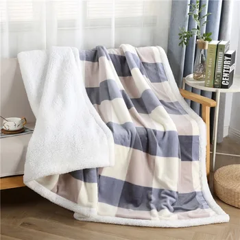 Ново плюшевое одеяло от овча вълна в клетка в японски стил, утолщенное двухслойное фланелевое composite покривка за дивана, покривки за пътуване на легло