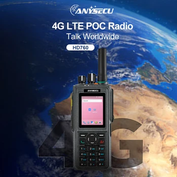 Anysecu HD760 4G POC Преносима радиостанция 4000 ма Система Android IP67 с две SIM-карти, BT4.0 GPS Функция Работи с Zello или Real-пр