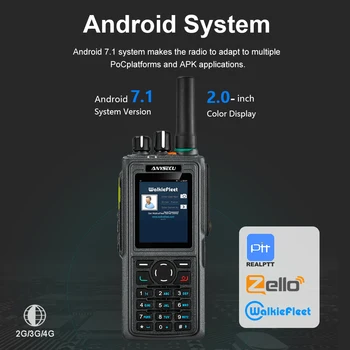 Anysecu HD760 4G POC Преносима радиостанция 4000 ма Система Android IP67 с две SIM-карти, BT4.0 GPS Функция Работи с Zello или Real-пр