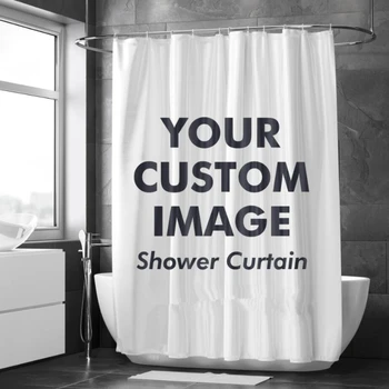 Потребителски завеси за душ, водонепропусклива завеса за баня, индивидуални снимки, декор за баня от полиестер с куки, дропшиппинг, персонализация