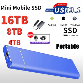 Преносим SSD M. 2 Голям Капацитет 30 TB 16 TB Външен Твърд диск USB3.0 Високоскоростни Устройства за Съхранение на Данни от Външни дискове за Преносими компютри