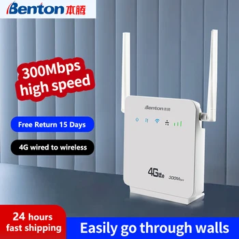 Benton D921 Отключване на 300 Mbit/с Cat4 Домашен Wifi Безжичен Рутер 4G + LTE CPE С Слот за sim-карти и Функция WPS Външна Антена Ретранслатор