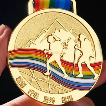 Медал за катерене, златен медал по пистите-бягане, спортна възпоменателна метална медал за маратон, трекинг