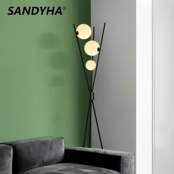 SANDYHA под лампа Nordic G9 Led млечно-бялата топка триъгълни настолна лампа за спални, хол, осветителни тела за вътрешно осветление
