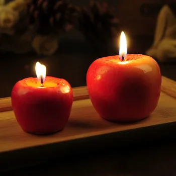 2 бр.! Романтична форма на червена ябълка, портокал, ароматни свещи, эмульсионные плодове, подаръци за партита в навечерието на Коледа, украса на сватбени партита