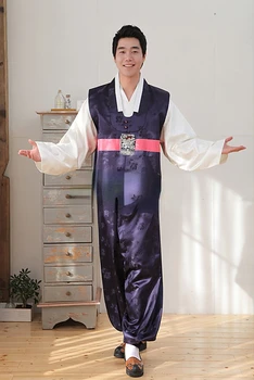 Мъжки Ханбок, корейски внесени ханбок от плат за младоженеца, сватбена Ханбок, мъжки Ханбок, нов Ханбок