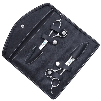 Кожена чанта за фризьорски ножици, черна двойна чанта за фризьорски салони, трехстворчатая чанта за съхранение на инструменти от мека кожа
