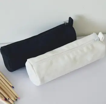 Японски стил Кръгли празни холщовые пеналы с цип, калъфи за писалки, памук, козметични чанти, чанти за грим, клатч за мобилен телефон, SN