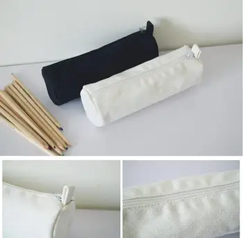 Японски стил Кръгли празни холщовые пеналы с цип, калъфи за писалки, памук, козметични чанти, чанти за грим, клатч за мобилен телефон, SN