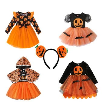 Детски дрехи, костюм за момичета, карнавальное рокля с тиква за Хелоуин, празнична карнавальная облекло, рокля-пакетче