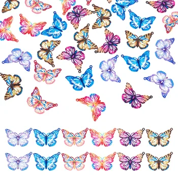 32 ~ 40шт 430 Гнездица, Медальони от Неръждаема Стомана Цветове на Дъгата Пеперуда Листа от Слънчоглед на Таблетка Висулка за бижута Декор