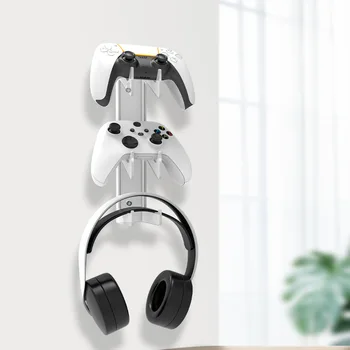 Монтиране на стена, детска дръжка, контролер, кука за слушалки, държач, универсална притежател на полици за съхранение за PS5 Xbox Pro Switch