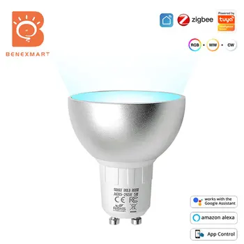 Benexamrt Zigbee 3,0 GU10 Led Лампа Smart Популяризиране RGBCW Лампа с регулируема яркост на Hristo Приложение Smartthings Алекса Google Home Control