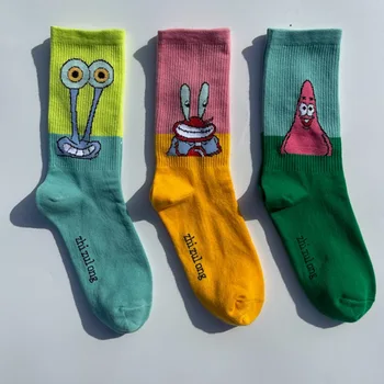 Чорапи мъжки женски средна дължина на баскетболни мультяшные забавни сладки чорапи Японската чифт памучни чорапи за скейтборд