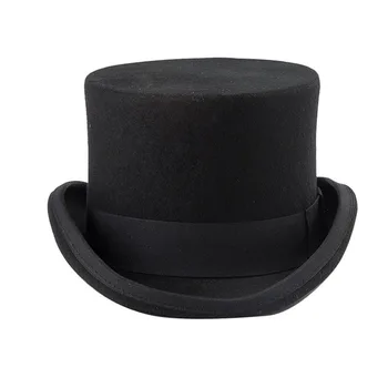 Цилиндър за мъже и жени, зимни филц шапки, вълнени цилиндър плосък цилиндър на Лудия Шапкар, традиционна магическа висока шапка, аксесоар за костюмированной партита