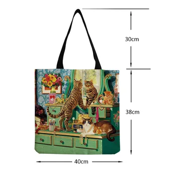 Модерна чанта за пазаруване, дамска чанта, анимационна японската бельо чанта с принтом котка, преносими чанти за пазаруване на едно рамо, чанта за съхранение на продукти