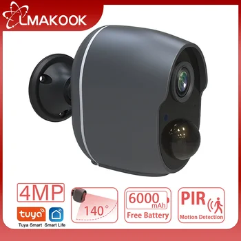 LMAKOOK 4MP WIFI Камера PIR Откриване на движение Вградена Батерия Домашна Камера за Видеонаблюдение IR за Нощно Виждане на Hristo Smart