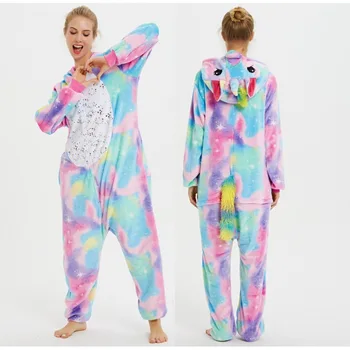 Нова цельнокроеная фланелевая пижама с мультяшными животни, домашно облекло