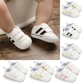 Обувки за креватчета за новородените момчета и момичета от изкуствена кожа, обувки за деца, нови