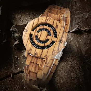 OGDA Дървени мъжки часовник Erkek Кол Saati Луксозни модерни военни выдалбливают дървени часовници с часови код за Безплатна доставка Дървена кутия за подарък