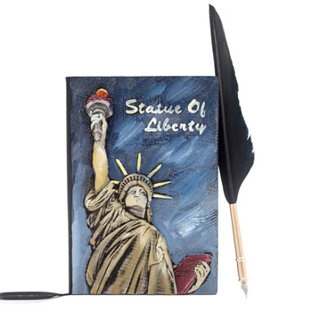 Liberty, креативен подарък, ретро бележник с ръчно рисувани и обработени, гъши дръжка