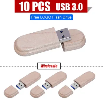10шт безплатно лого Дървени USB 3.0 флаш памет от естествено дърво карта 4 GB 16 GB 32 GB 64 GB флаш памет Memory Stick фотография подарък