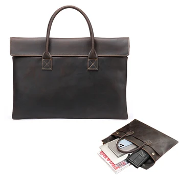 Мъжки портфейл от естествена кожа, мъжки чанти Crazy Leather, мъжка чанта през рамо, 15-инчовата чанта за лаптоп, мъжки бизнес чанти, новост