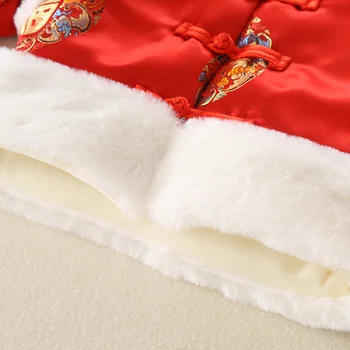 2021 Зимна костюм за новородени Следа в китайския традиционен стил с бродерия за момчета и момичета, коледен костюм Ханфу, празничен костюм, подаръци за рожден ден