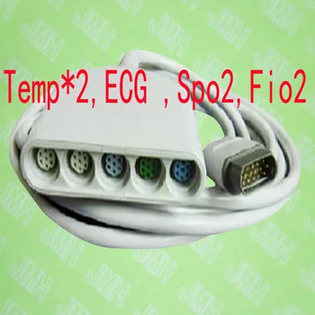 Съвместим с многопараметрическим кабел Drager 5590539 за наблюдение на ЕКГ новородени, импедансного дишане, spo2 сензор, две температури.