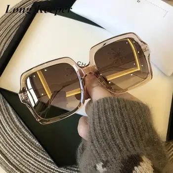 Луксозни квадратни слънчеви очила дамски 2021 Маркови дизайнерски слънчеви очила в голяма рамка, Реколта градиентные дамски слънчеви очила Oculos Feminino UV400